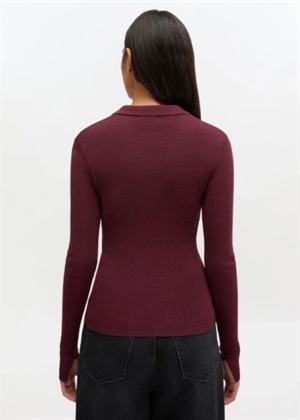 Mini ribbed merino polo Red Dahlia A1070125 Ganni 